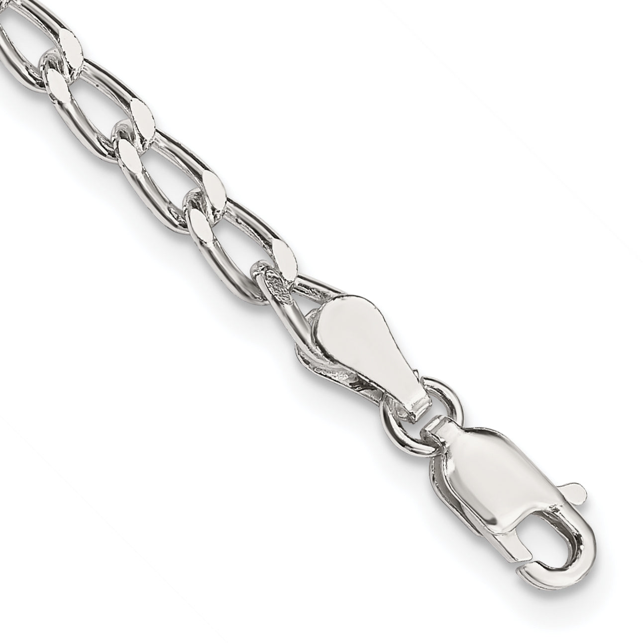 10 Inch Sterling Silver 3.2mm Open Elongated Link Chain Anklet