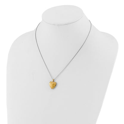 Sterling Silver Gold-Plated Textured Butterfly Heart 16mm 18In Locket & 14In Pendant Necklace Set