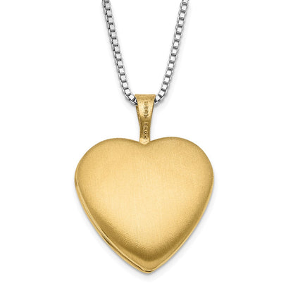 Sterling Silver Gold-Plated Textured Butterfly Heart 16mm 18In Locket & 14In Pendant Necklace Set