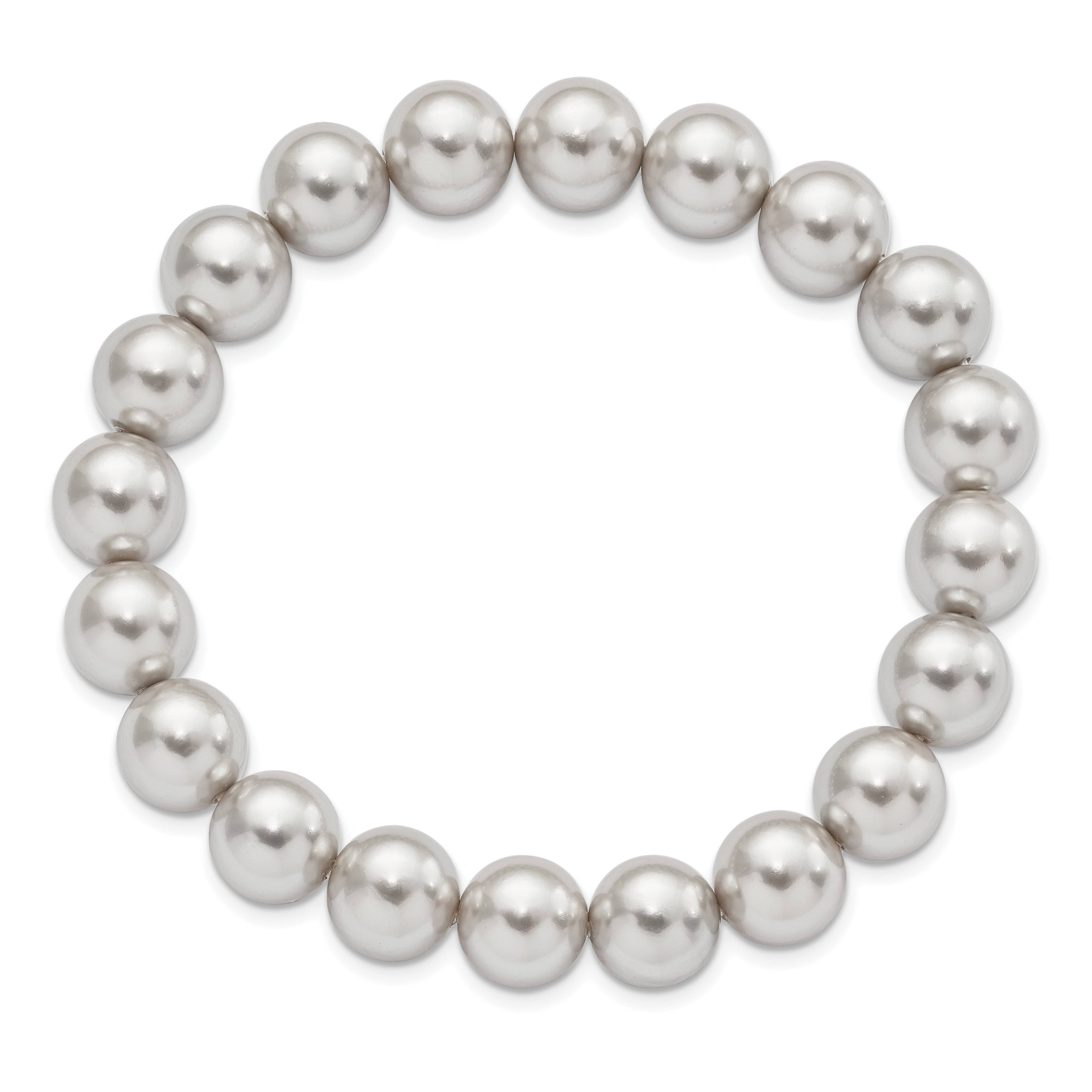 Fashion Majestik 10-11mm Grey Imitation Shell Pearl Stretch Bracelet