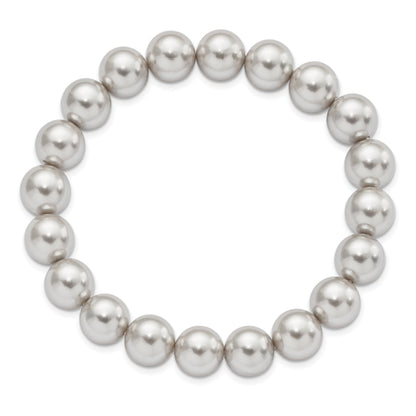 Fashion Majestik 10-11mm Grey Imitation Shell Pearl Stretch Bracelet