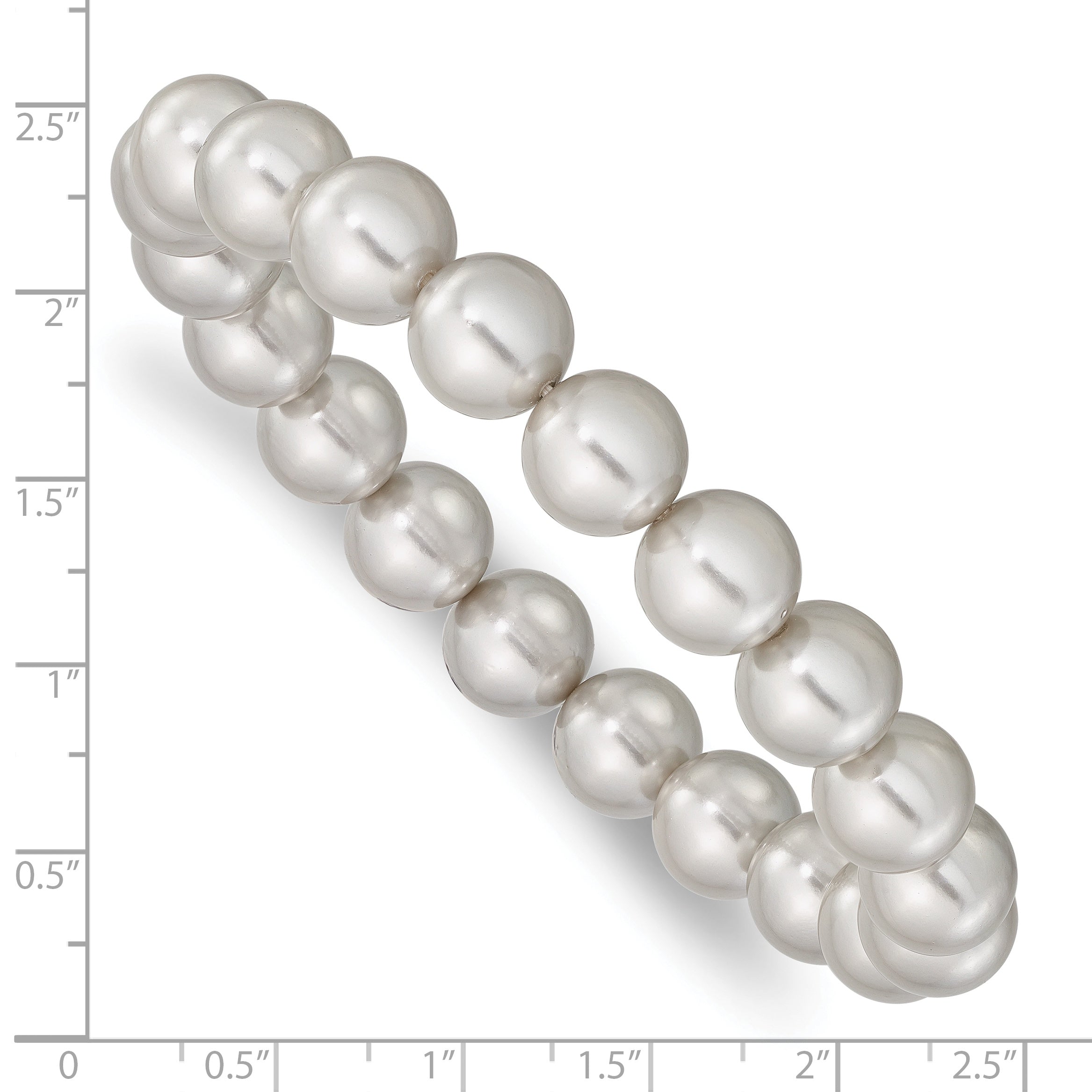 Fashion Majestik 10-11mm Grey Imitation Shell Pearl Stretch Bracelet