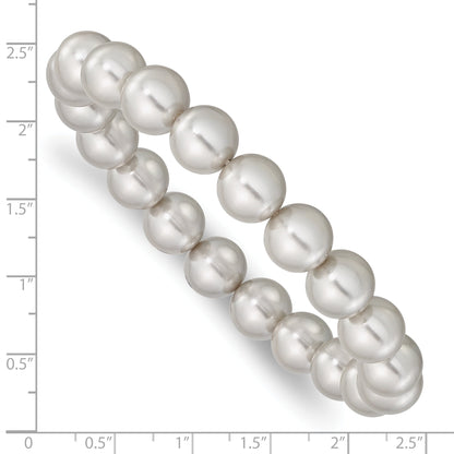 Fashion Majestik 10-11mm Grey Imitation Shell Pearl Stretch Bracelet