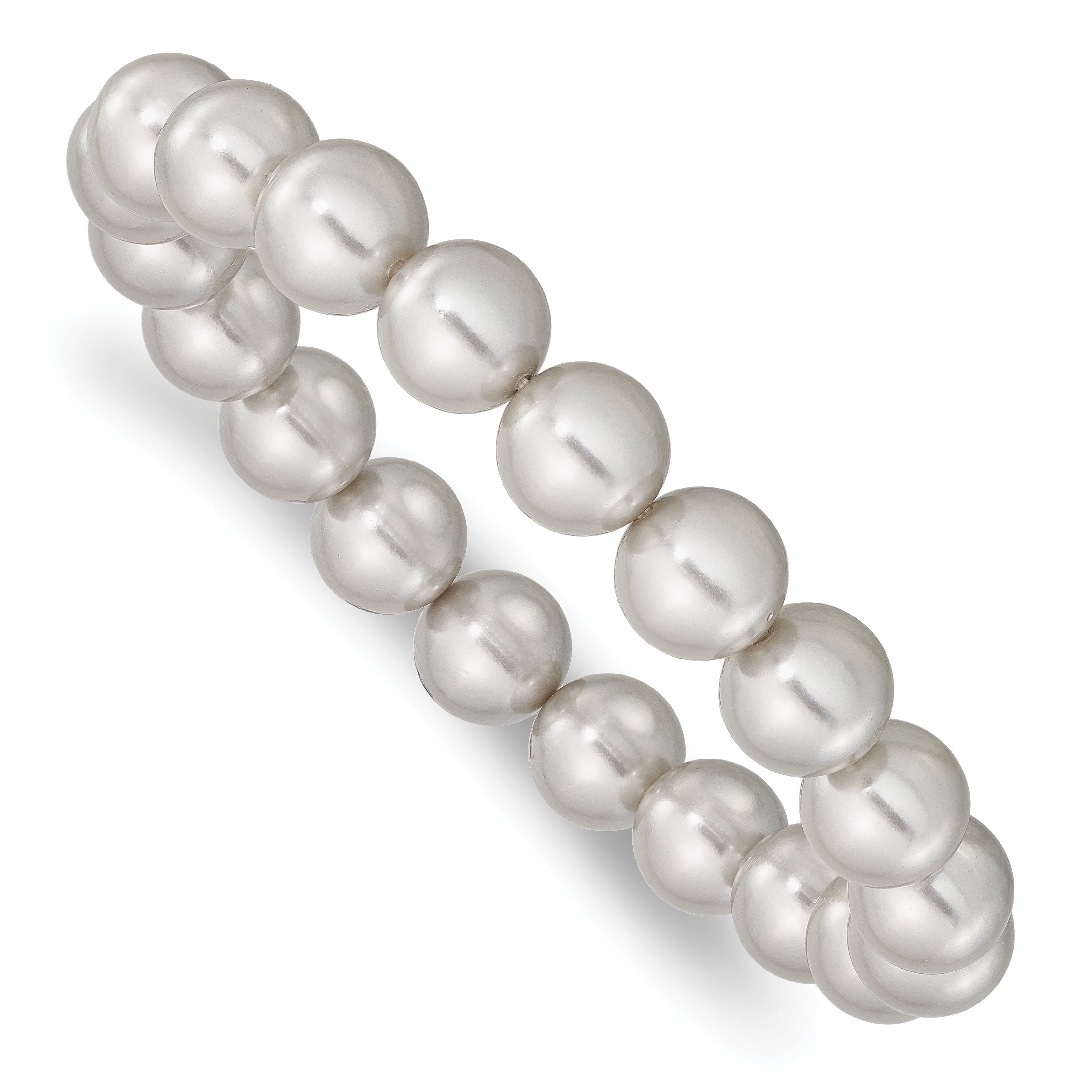 Fashion Majestik 10-11mm Grey Imitation Shell Pearl Stretch Bracelet