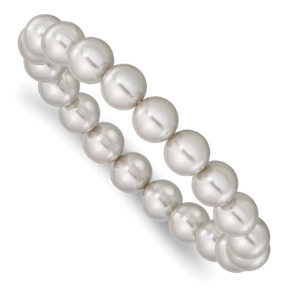 Fashion Majestik 10-11mm Grey Imitation Shell Pearl Stretch Bracelet
