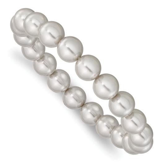 Fashion Majestik 10-11mm Grey Imitation Shell Pearl Stretch Bracelet