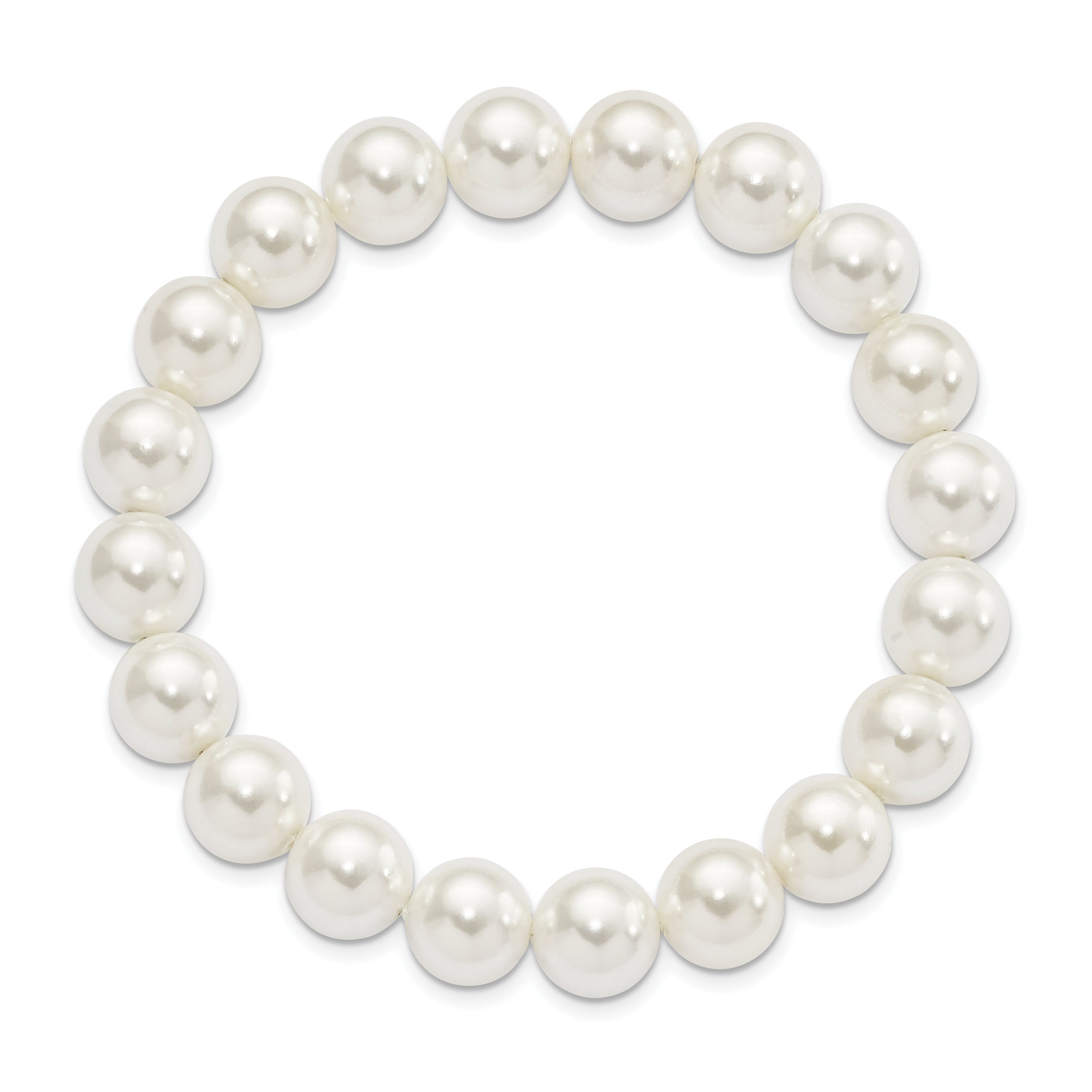Fashion Majestik 10-11mm White Imitation Shell Pearl Stretch Bracelet