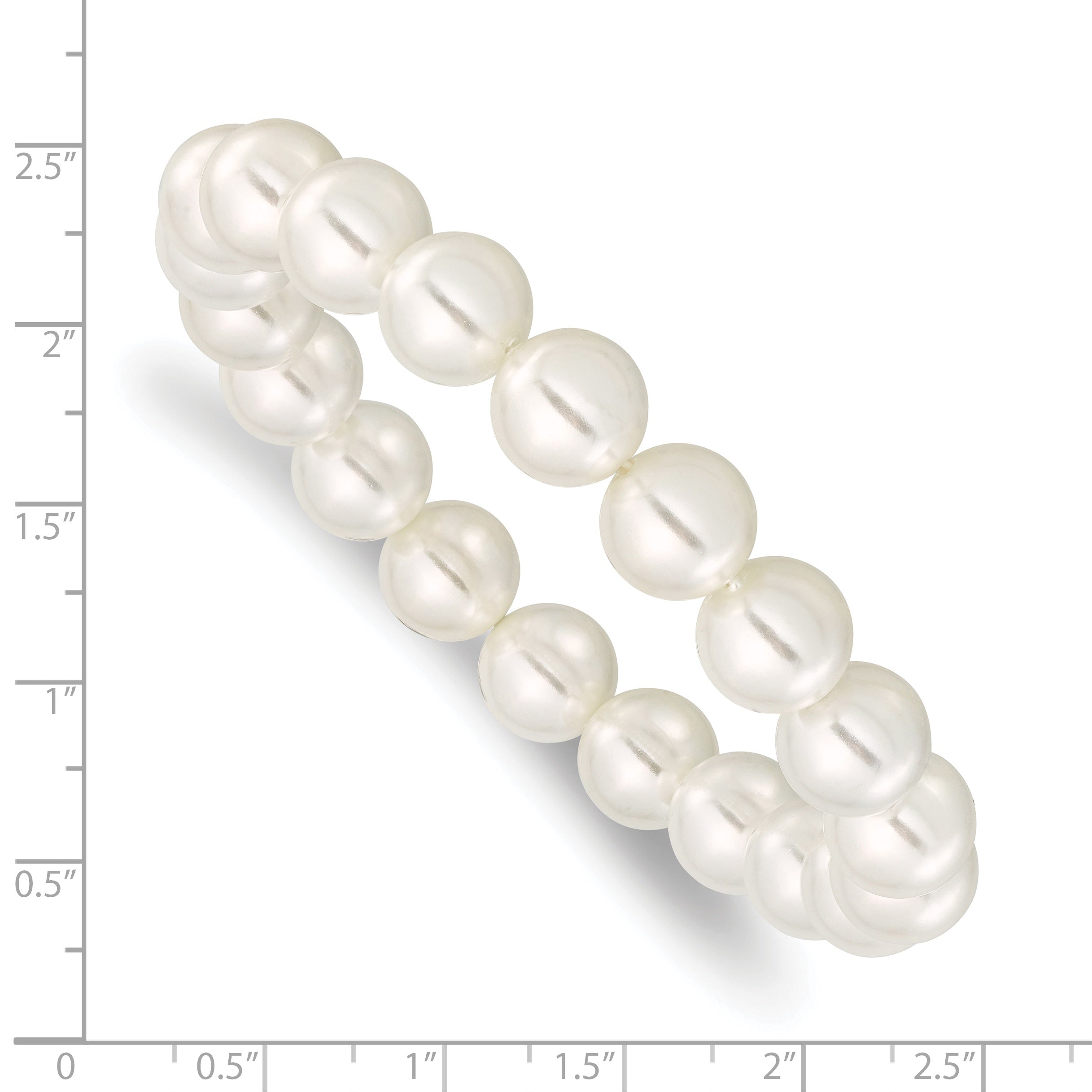 Fashion Majestik 10-11mm White Imitation Shell Pearl Stretch Bracelet