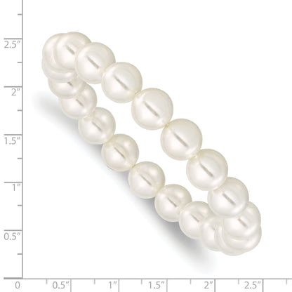 Fashion Majestik 10-11mm White Imitation Shell Pearl Stretch Bracelet