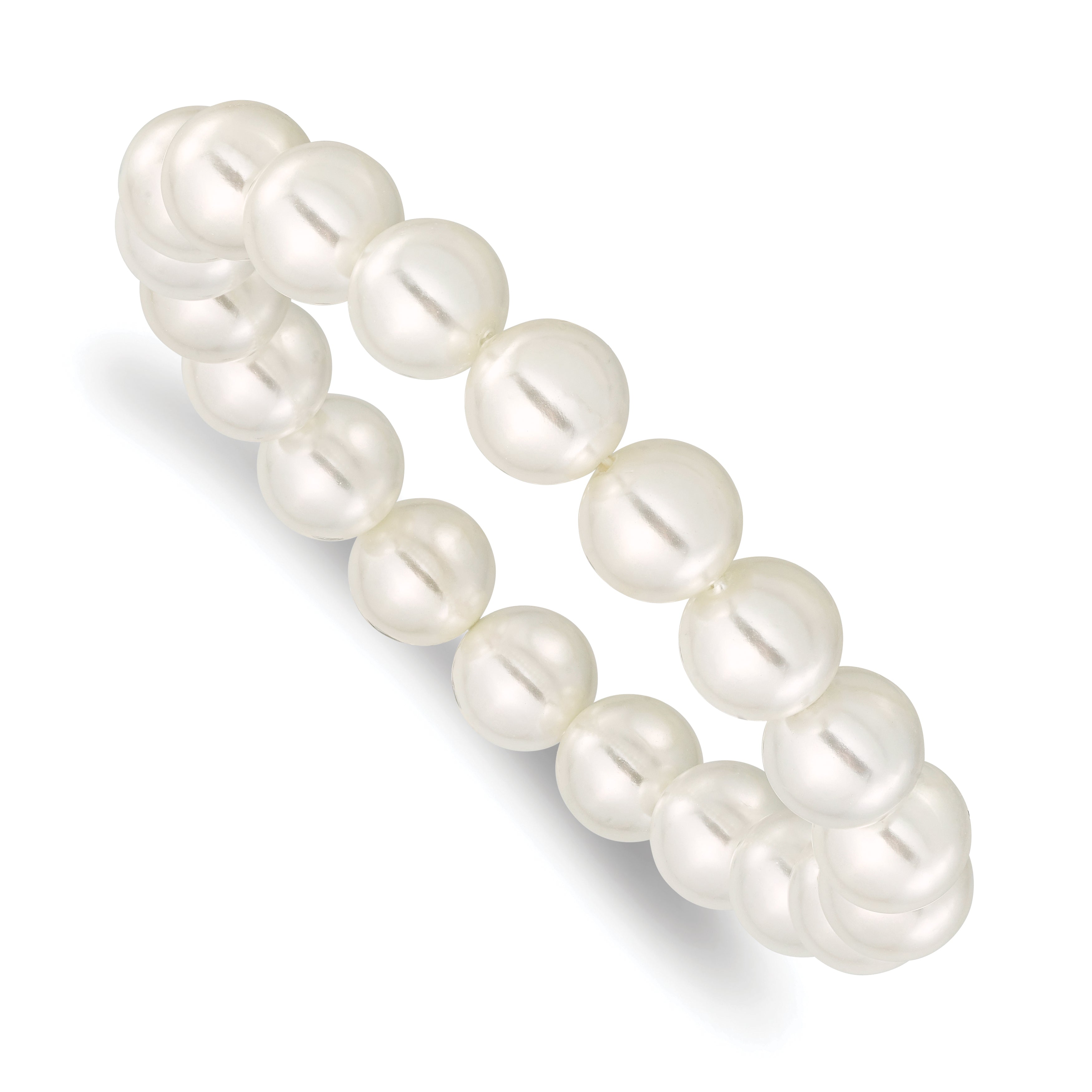 Fashion Majestik 10-11mm White Imitation Shell Pearl Stretch Bracelet