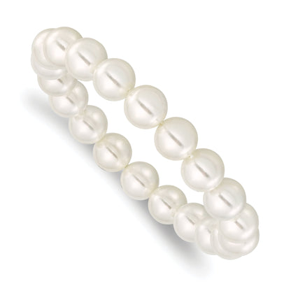 Fashion Majestik 10-11mm White Imitation Shell Pearl Stretch Bracelet