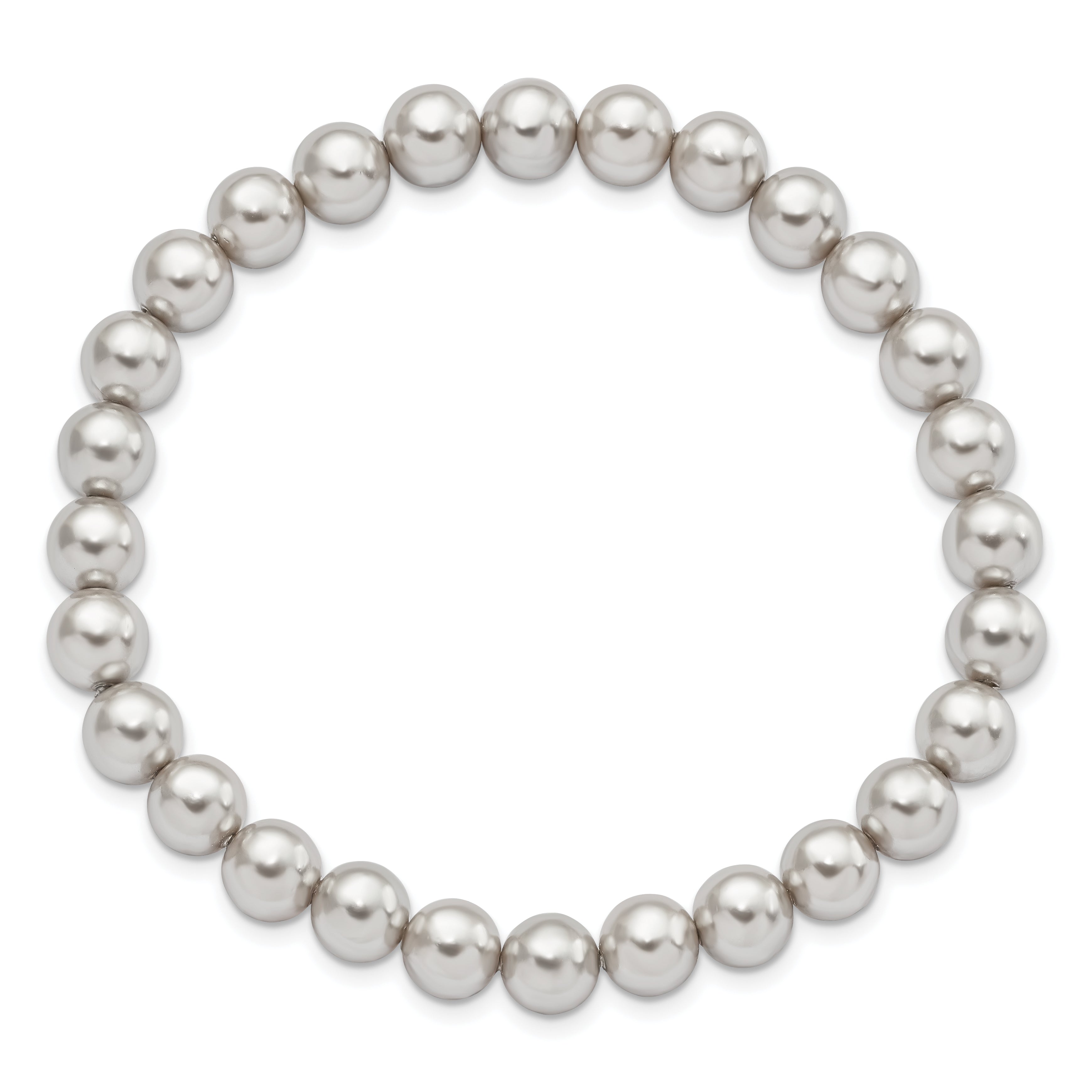 Fashion Majestik 7-8mm Grey Imitation Shell Pearl Stretch Bracelet