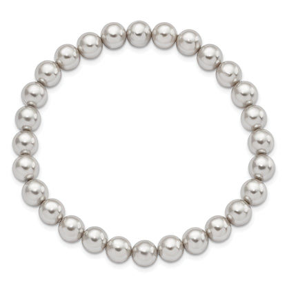 Fashion Majestik 7-8mm Grey Imitation Shell Pearl Stretch Bracelet
