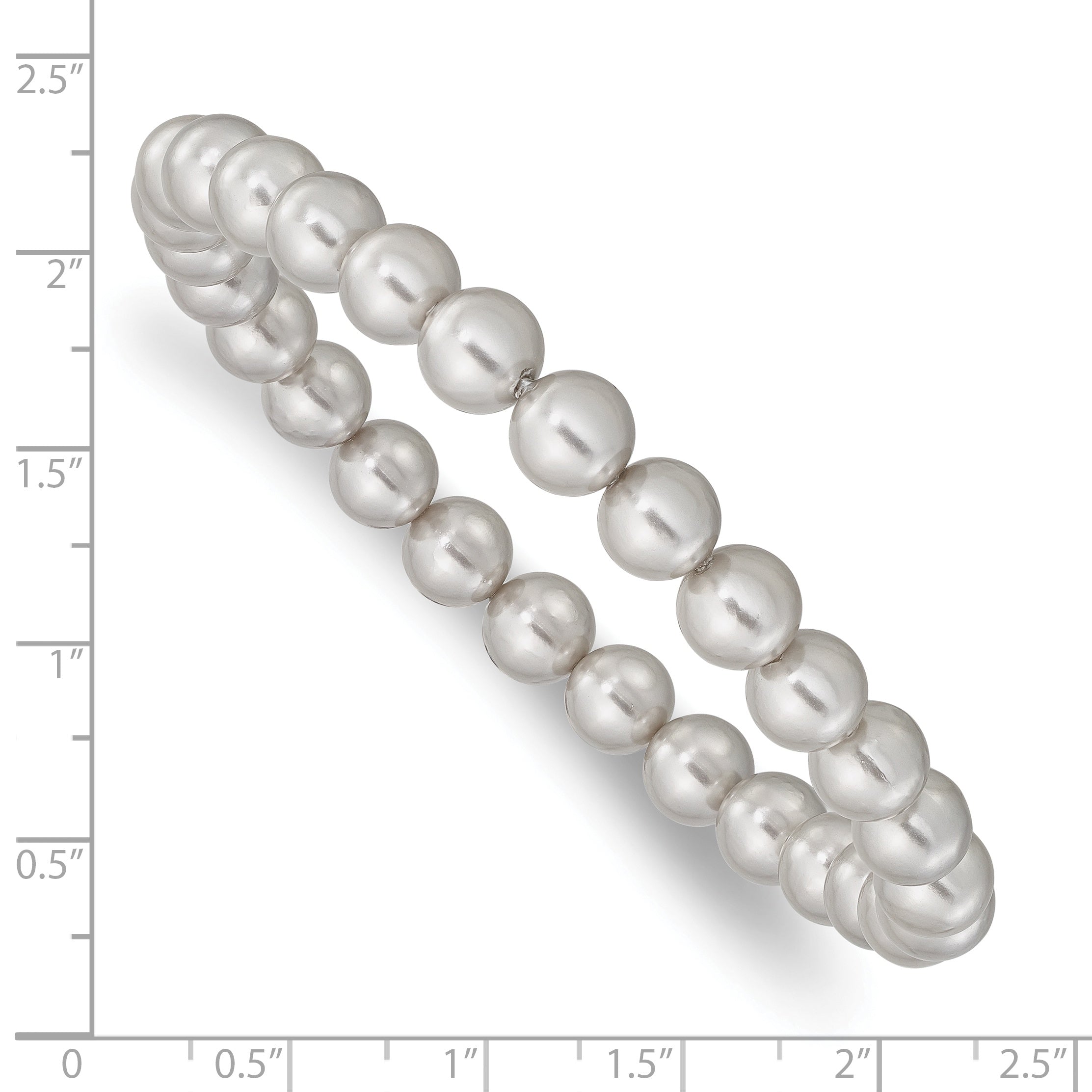 Fashion Majestik 7-8mm Grey Imitation Shell Pearl Stretch Bracelet