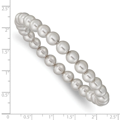 Fashion Majestik 7-8mm Grey Imitation Shell Pearl Stretch Bracelet