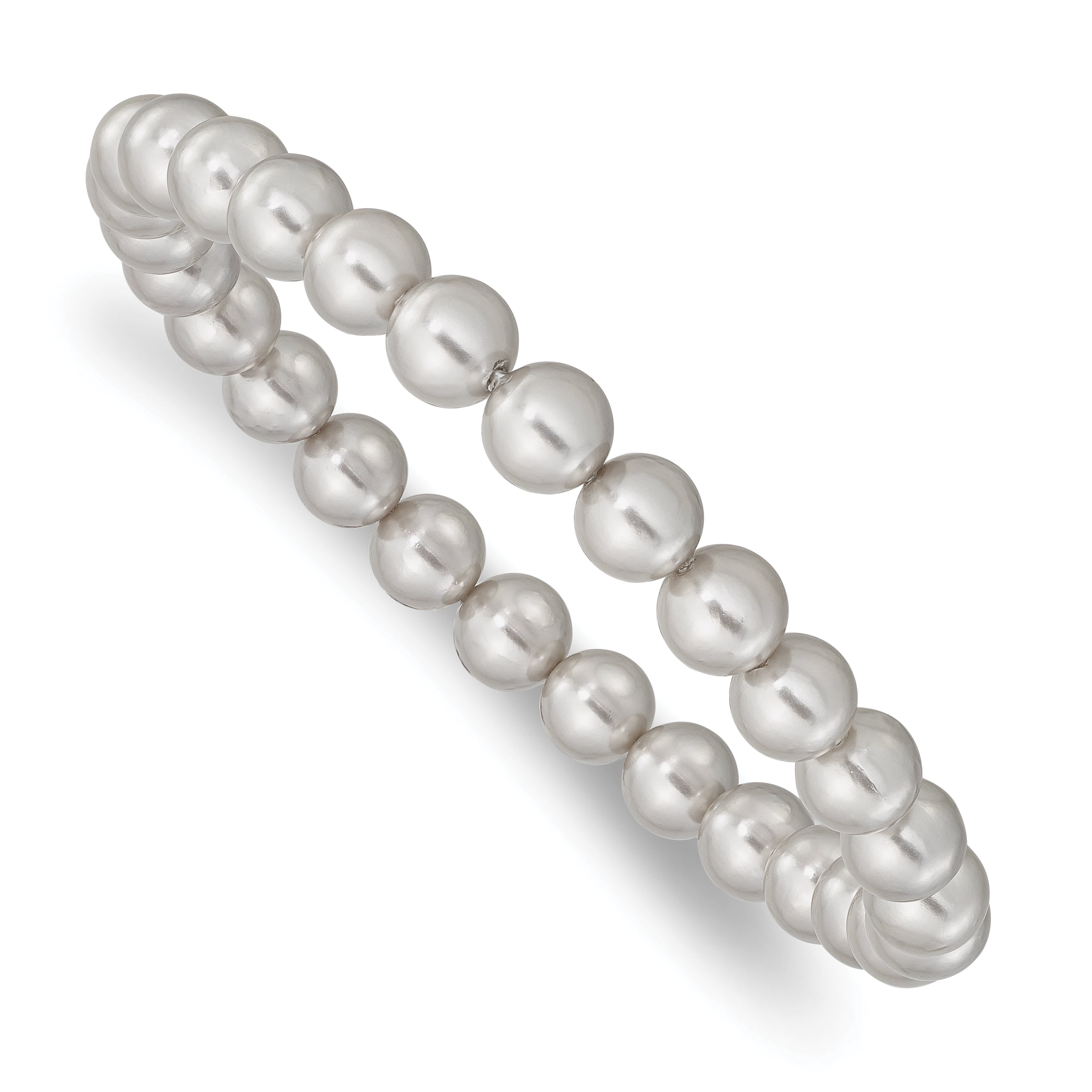 Fashion Majestik 7-8mm Grey Imitation Shell Pearl Stretch Bracelet