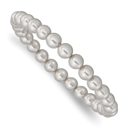 Fashion Majestik 7-8mm Grey Imitation Shell Pearl Stretch Bracelet