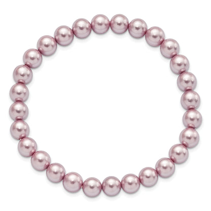Fashion Majestik 7-8mm Purple Imitation Shell Pearl Stretch Bracelet