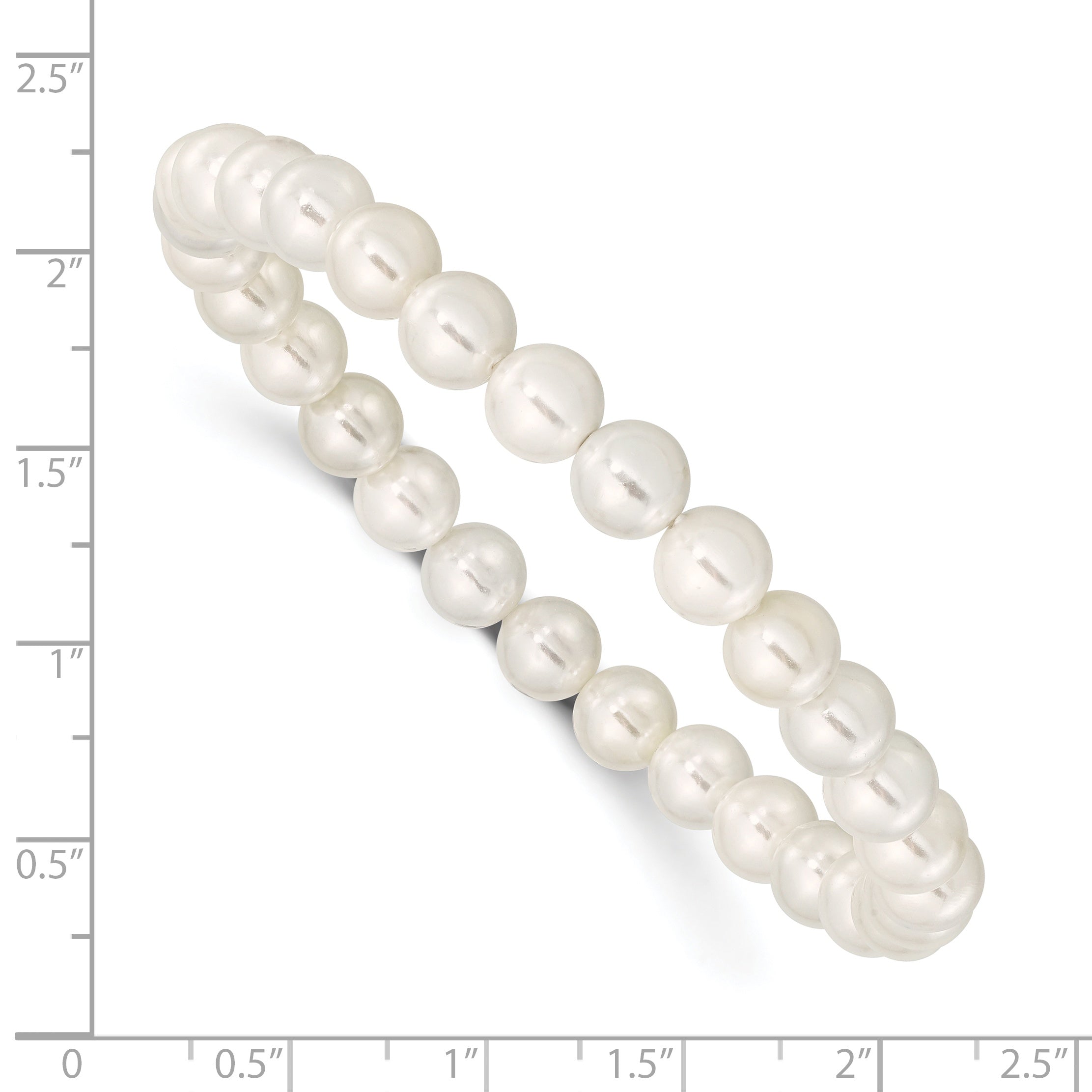 Fashion Majestik 7-8mm White Imitation Shell Pearl Stretch Bracelet