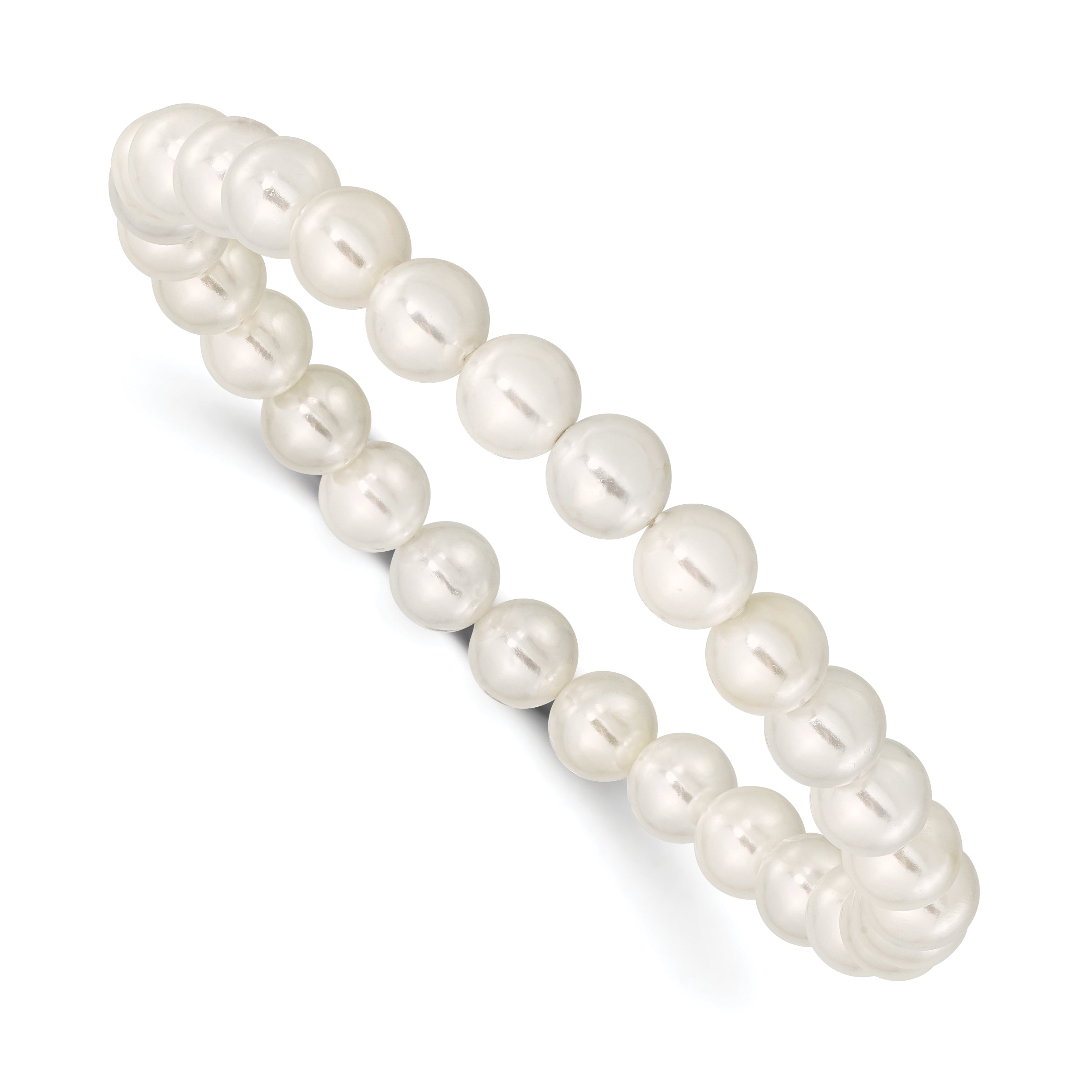 Fashion Majestik 7-8mm White Imitation Shell Pearl Stretch Bracelet