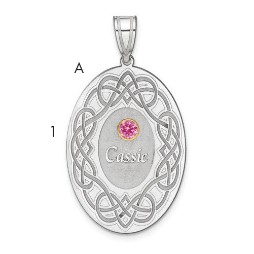 Sterling Silver Rhodium-Plated/14K Bezel Crystal Family Pendant