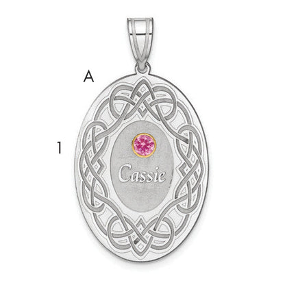 Sterling Silver Rhodium-Plated/14K Bezel Crystal Family Pendant