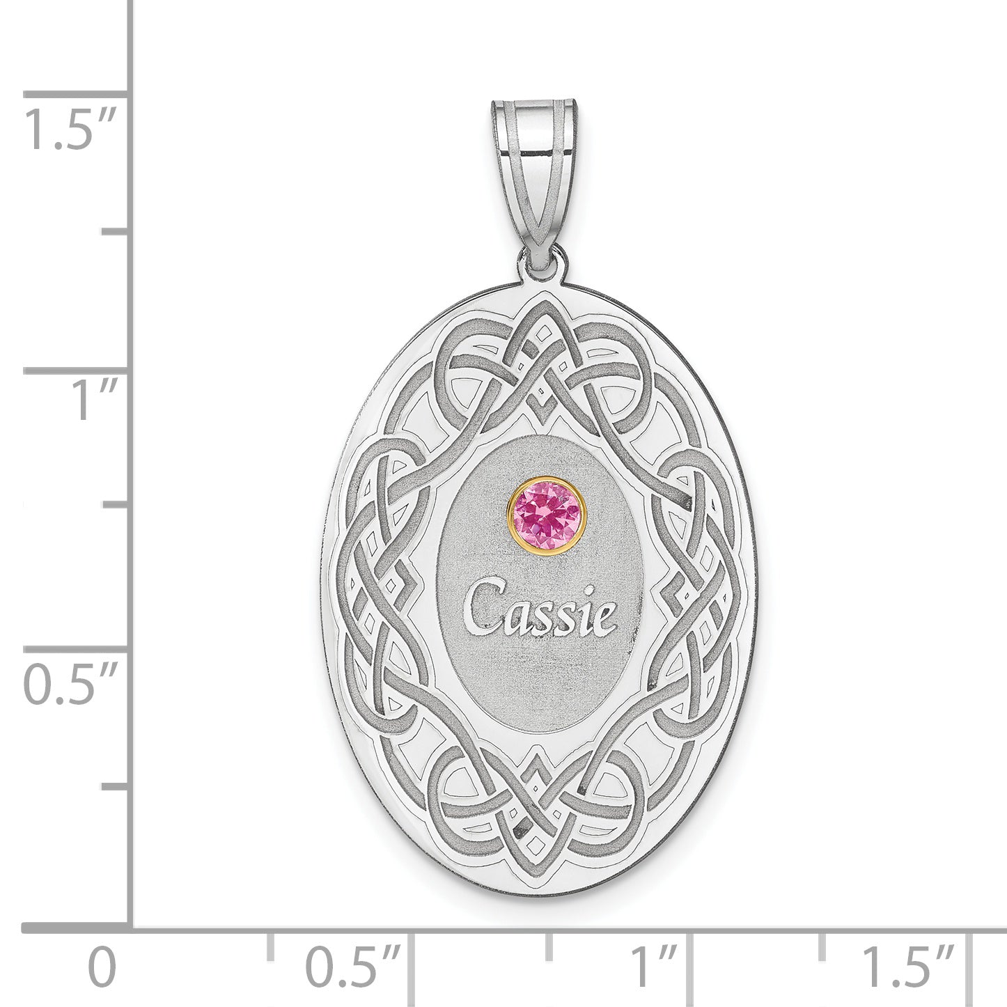 Sterling Silver Rhodium-Plated/14K Bezel Crystal Family Pendant