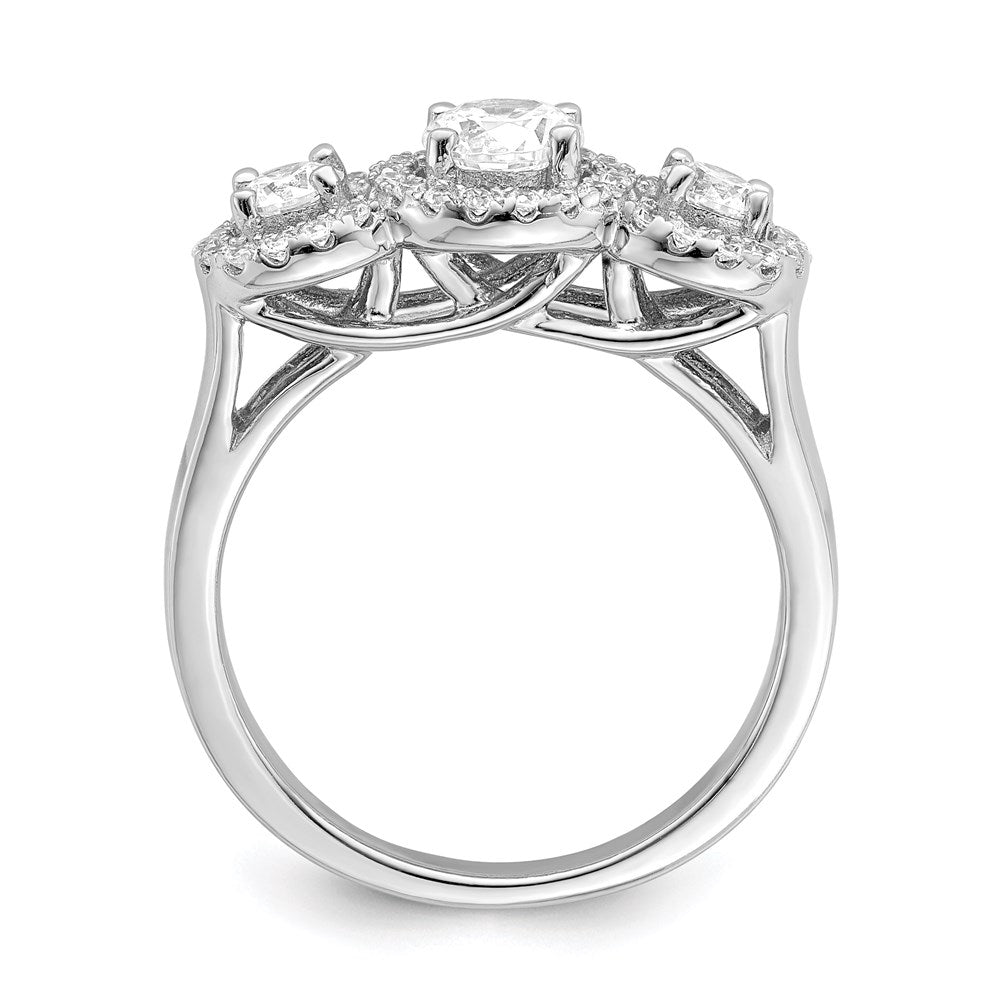 Sterling Silver Brilliant Embers Rhodium Plated 42 Stone Halo Micro Pav‚Äö Cz 3 Ring