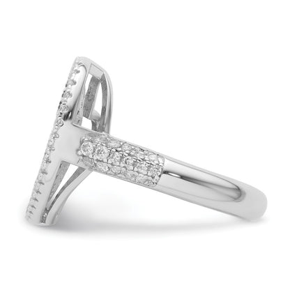 Sterling Silver Brown & Clear Cz Brilliant Embers Heart Ring