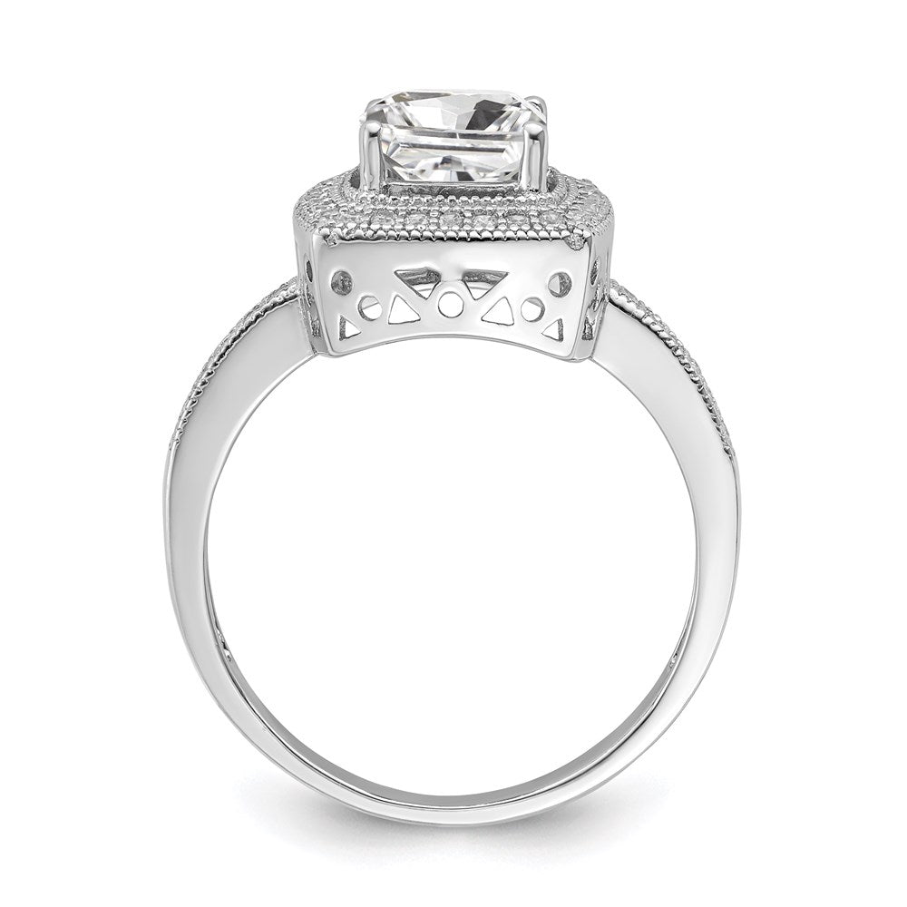 Sterling Silver Brilliant Embers Rhodium Plated 41 Stone Halo Micro Pav‚Äö Cz Ring