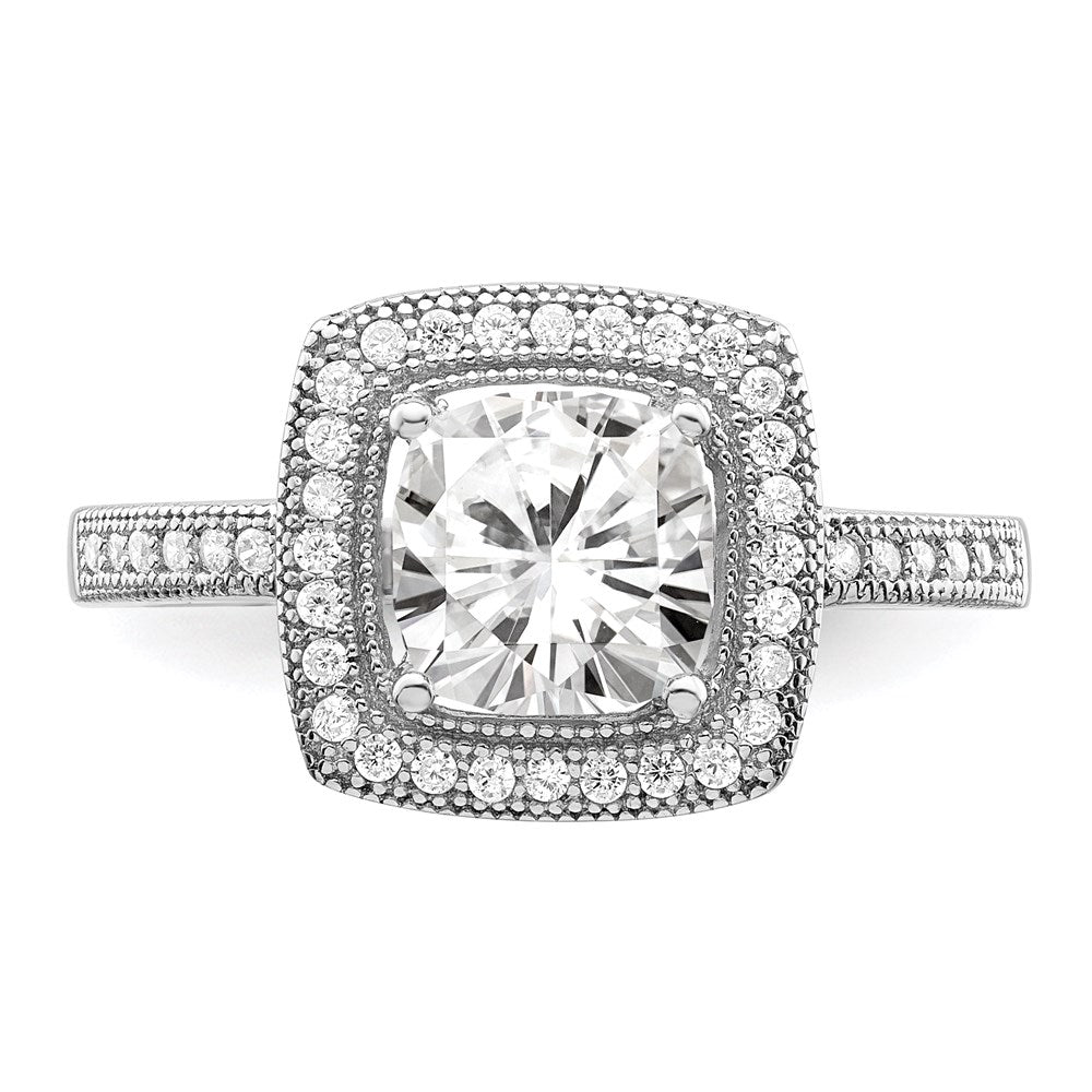 Sterling Silver Brilliant Embers Rhodium Plated 41 Stone Halo Micro Pav‚Äö Cz Ring