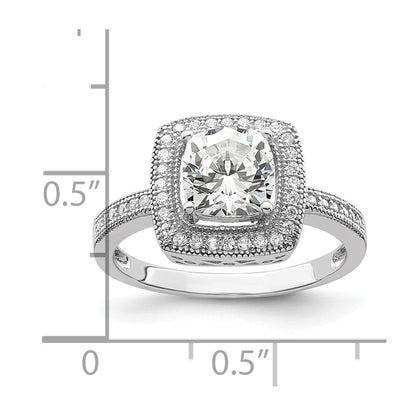 Sterling Silver Brilliant Embers Rhodium Plated 41 Stone Halo Micro Pav‚Äö Cz Ring