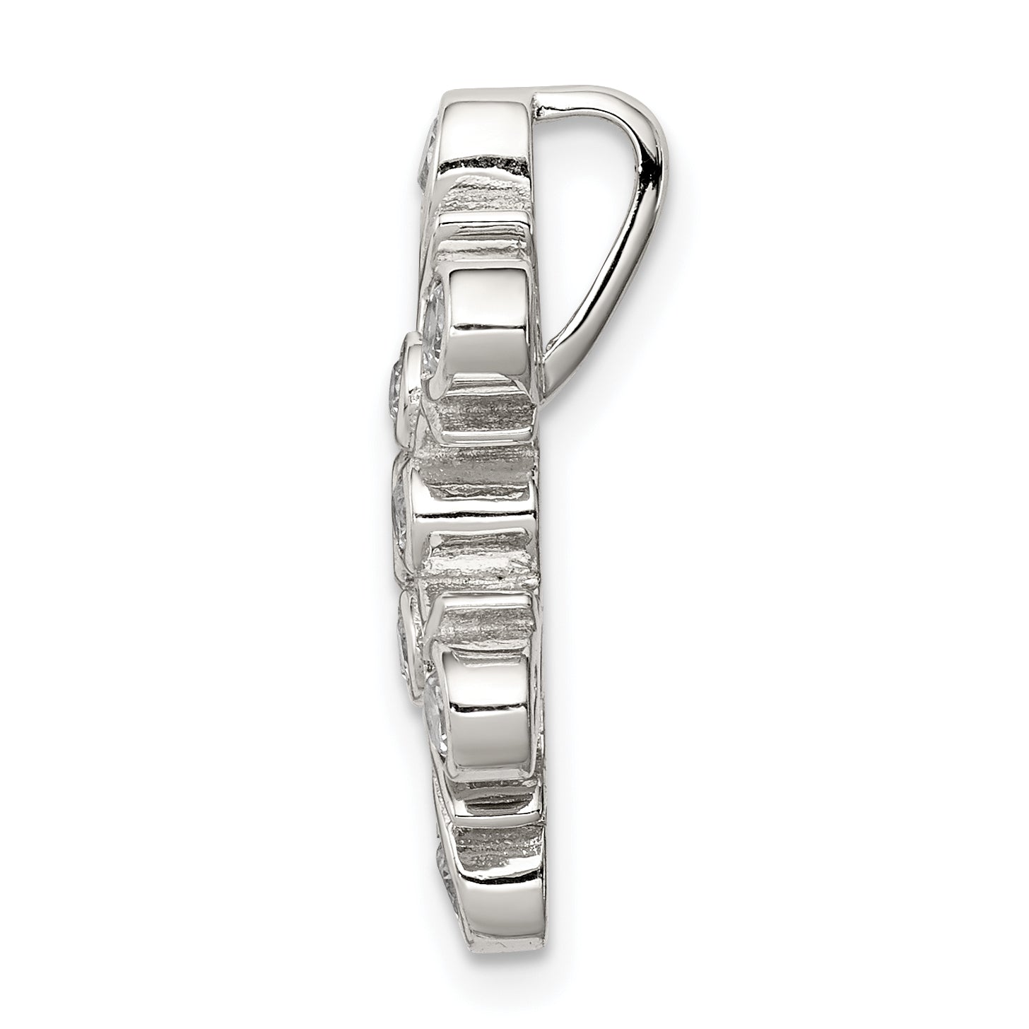 Sterling Silver Rhodium-Plated Cz Snowflake Chain Slide