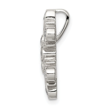 Sterling Silver Rhodium-Plated Cz Snowflake Chain Slide
