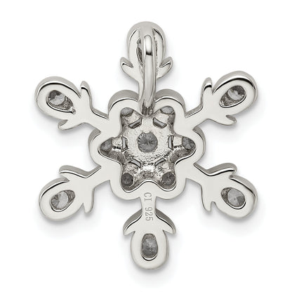 Sterling Silver Rhodium-Plated Cz Snowflake Chain Slide