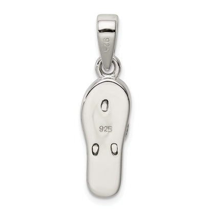 Sterling Silver Rhodium-Plated Polished Created Blue Inlay Opal Sandal Pendant