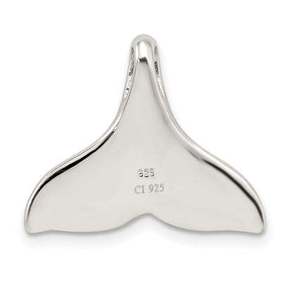 Sterling Silver Rhodium-Plated Polished Created Blue Opal Whale Tail Chain Slide