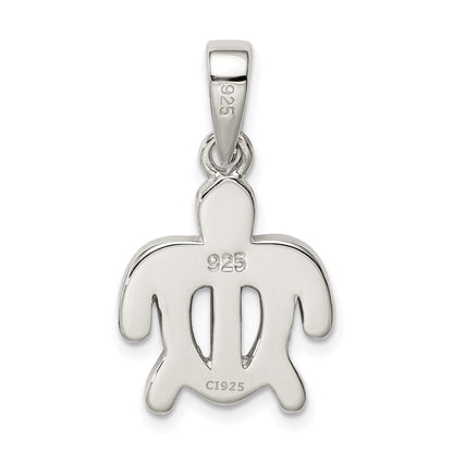 Sterling Silver Rhodium-Plated Polished Created Blue Opal Inlay Tortoise Pendant