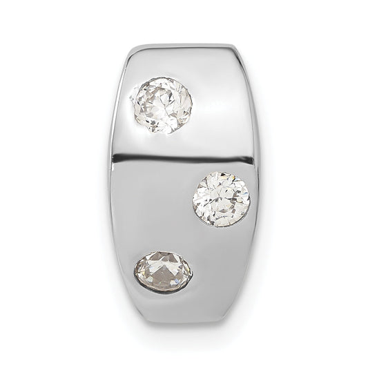 Sterling Silver Rhodium-Plated Cz Chain Slide