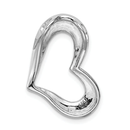 Sterling Silver Rhodium-Plated Blue Inlay Created Opal Heart Pendant