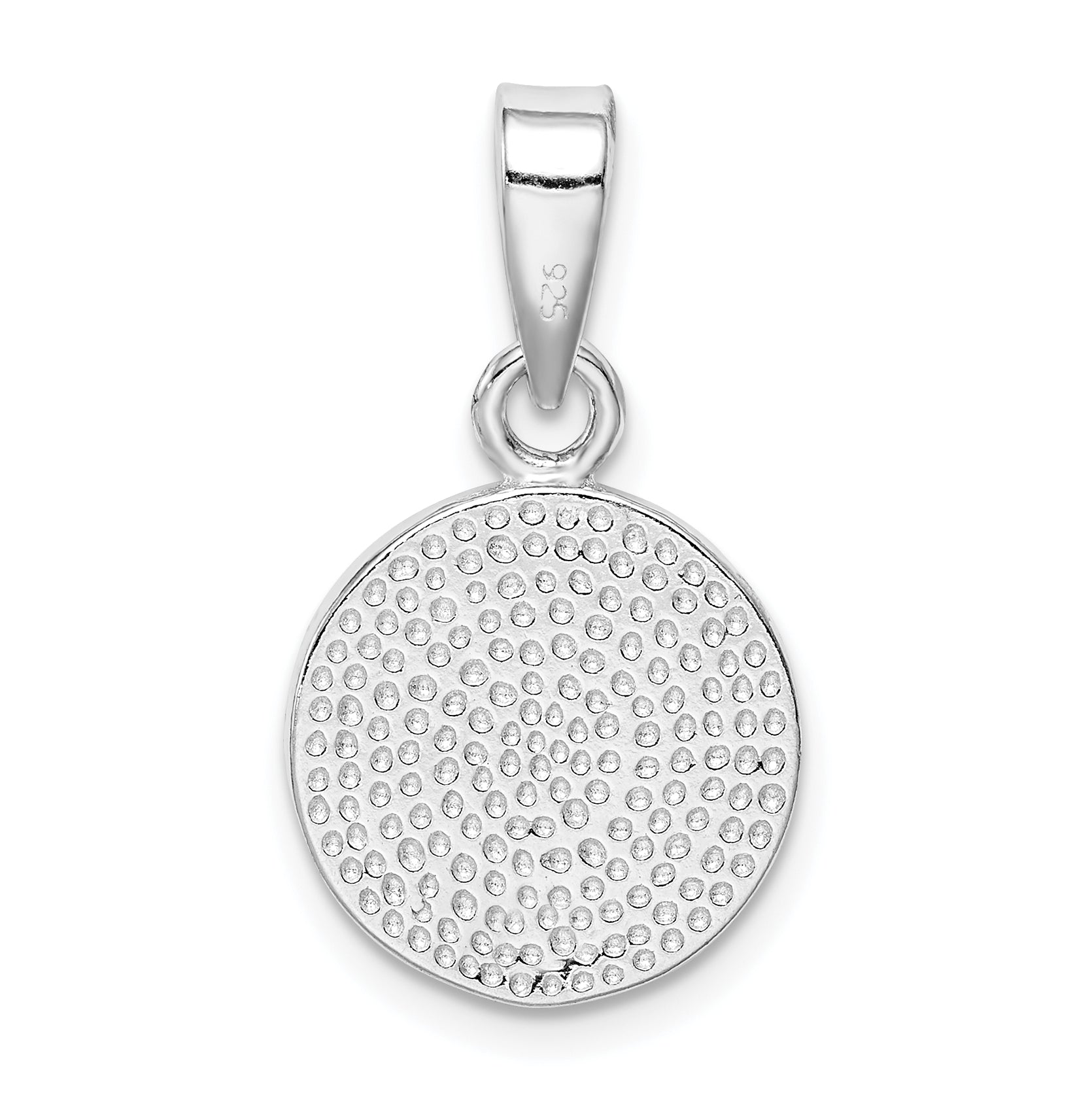 Sterling Silver Rhodium-Plated Blue Inlay Created Opal Peace Sign Pendant