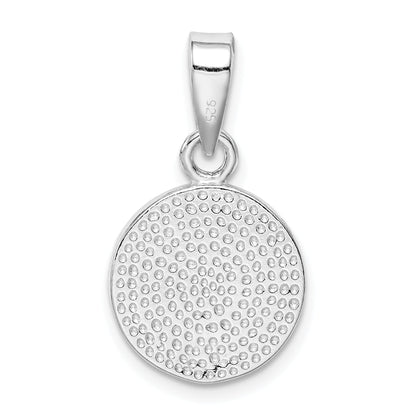 Sterling Silver Rhodium-Plated Blue Inlay Created Opal Peace Sign Pendant