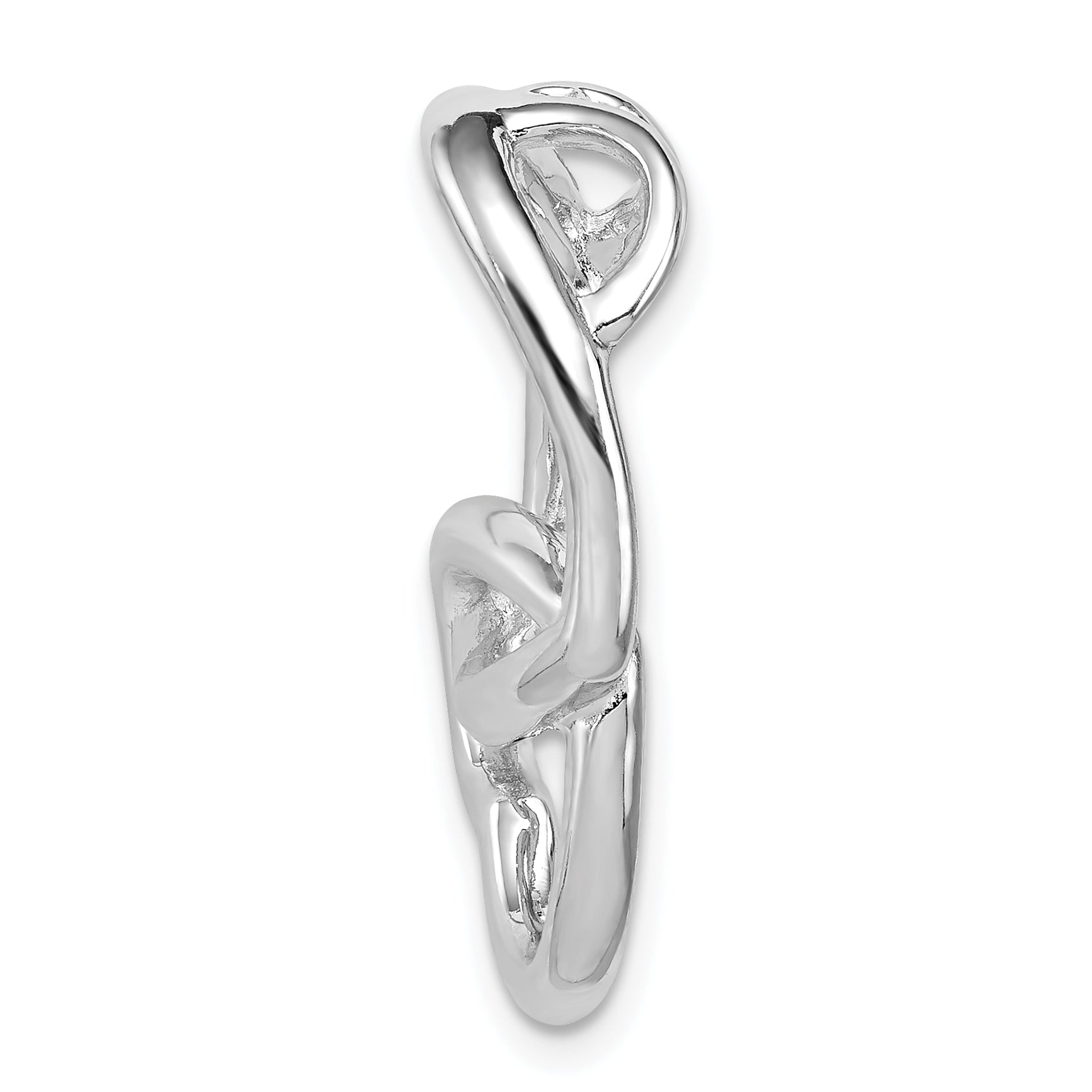 Sterling Silver Rhodium-Plated Double Heart Slide Chain