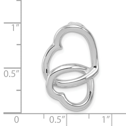Sterling Silver Rhodium-Plated Double Heart Slide Chain