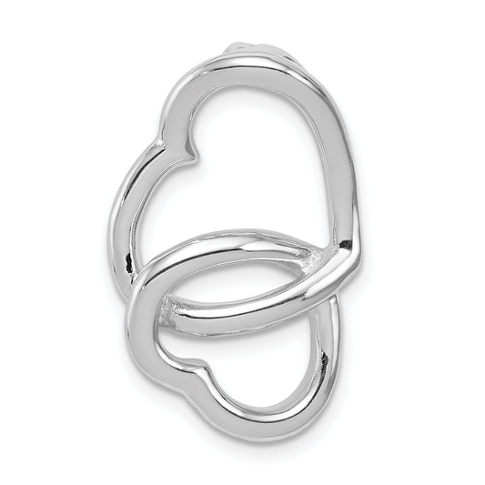 Sterling Silver Rhodium-Plated Double Heart Slide Chain