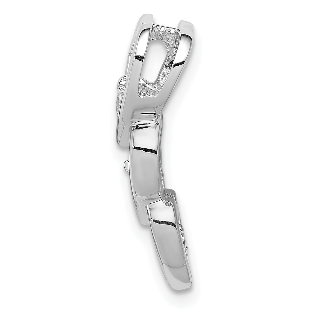 Sterling Silver Rhodium Plated Cz Multi Hearts Chain Slide