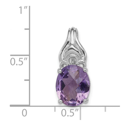 Sterling Silver Rhodium-plated Amethyst Pendant