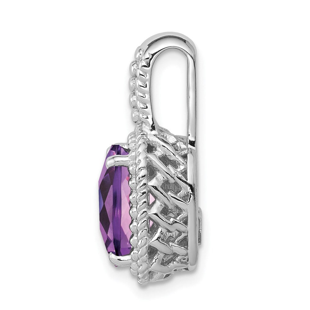 Sterling Silver Rhodium-plated Amethyst Pendant