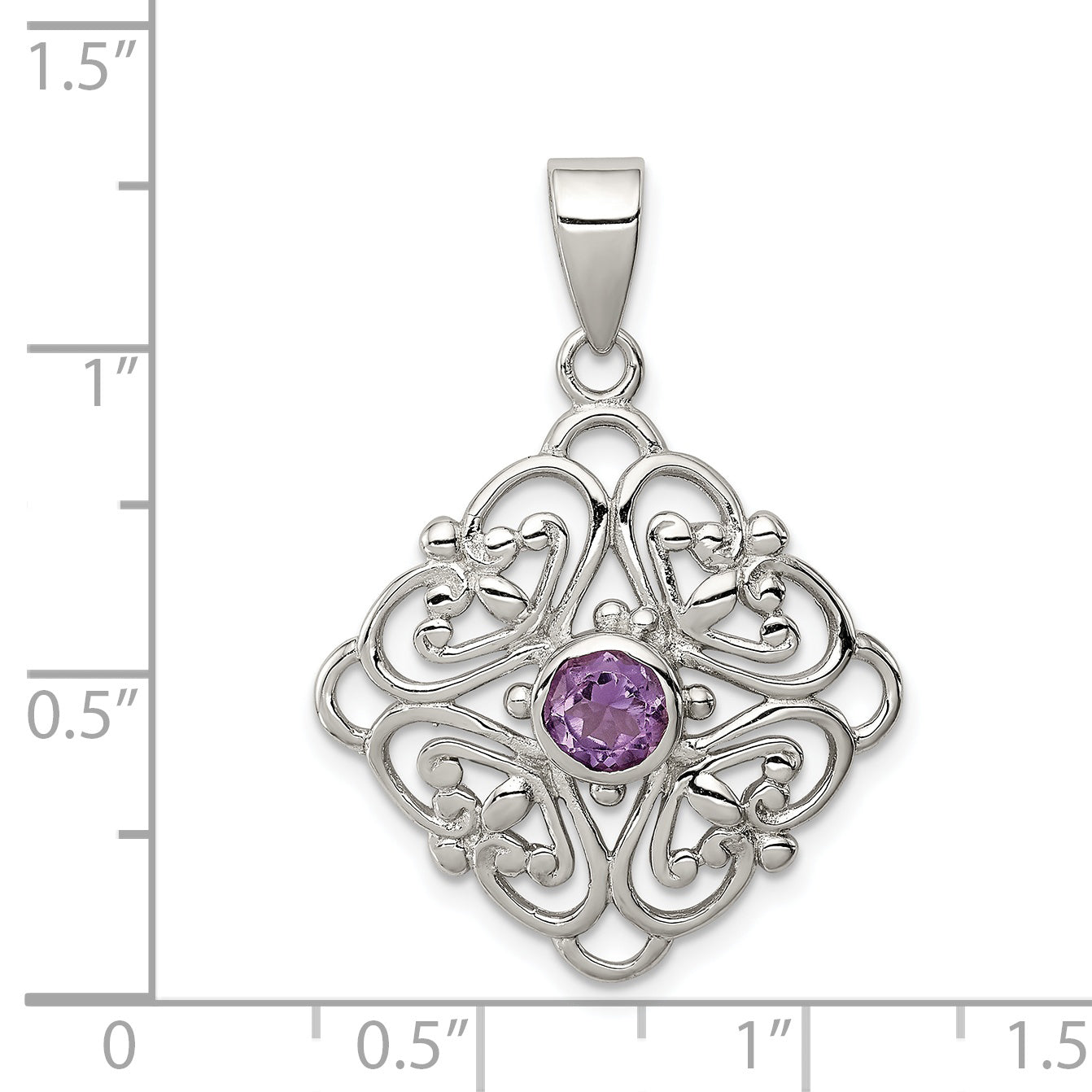 Sterling Silver Rhodium-Plated Amethyst Pendant