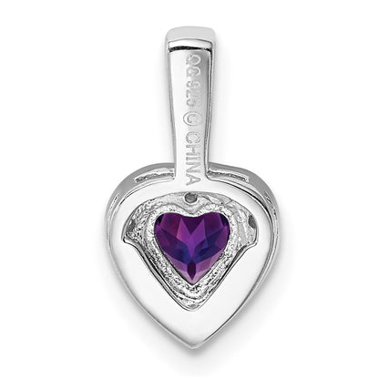 Sterling Silver Rhodium-plated Diamond and Amethyst Pendant